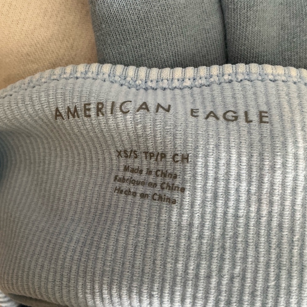 American Eagle Light Blue Ribbed Scoop Neck Halter Top - Picture 3 of 3